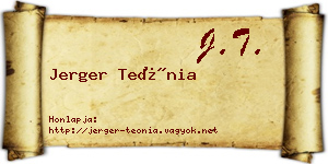 Jerger Teónia névjegykártya